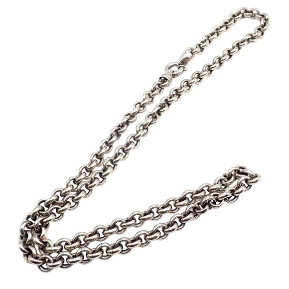 Authentic! Tiffany & Co Sterling Silver Circle Link Long 32" Chain Necklace - Picture 1 of 10